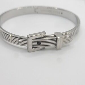 Michael Kors Buckle Bangle Bracelet Silver Tone Size 6.5